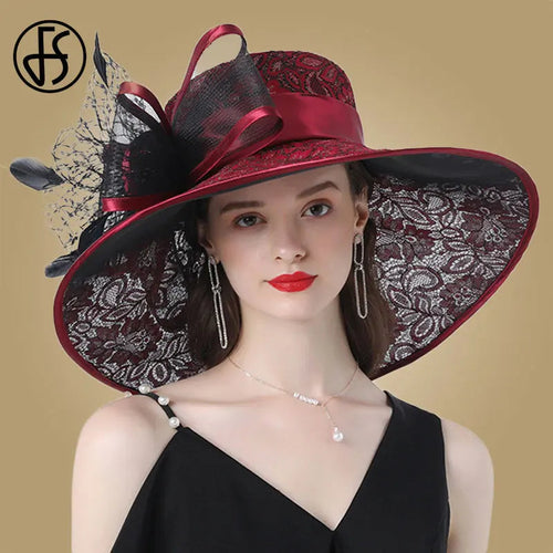 Pink Wide Brim Hats Kentucky Derby Hat For Women Elegant Church Purpe