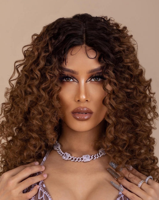 13*2‘’ Lace Front Wigs Synthetic Long Curly 22'' 150% Density