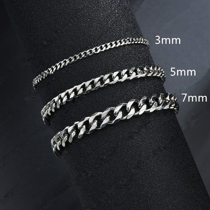 Stainless Steel Six Side Grinding Cuban Bracelet Simple Personality