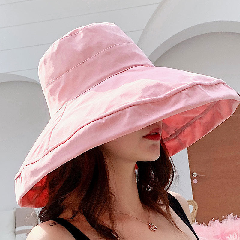 Net Red Fisherman Hat Ins Hat Female Japanese Wild Summer Korean Version Of The Tide Double-Sided Sun Hat Travel Cover Face Sun Hat