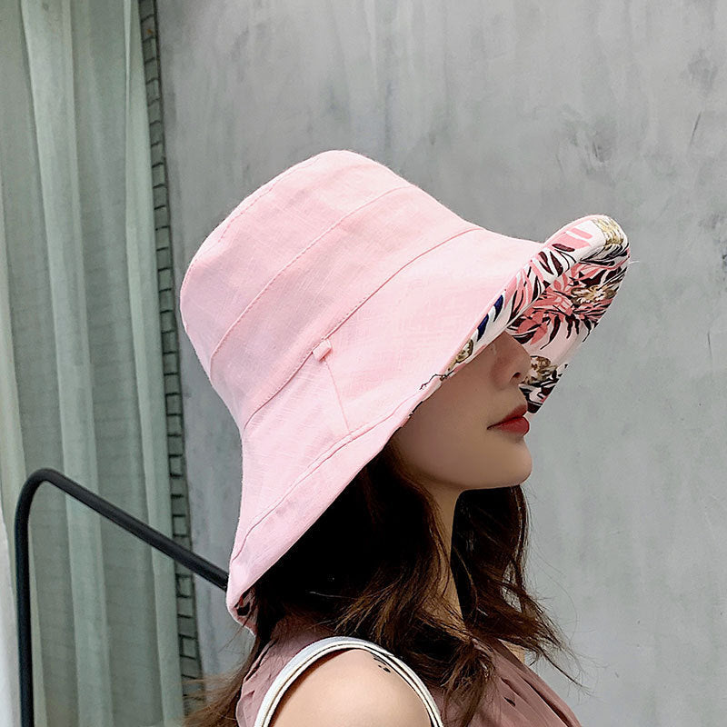 Net Red Fisherman Hat Ins Hat Female Japanese Wild Summer Korean Version Of The Tide Double-Sided Sun Hat Travel Cover Face Sun Hat