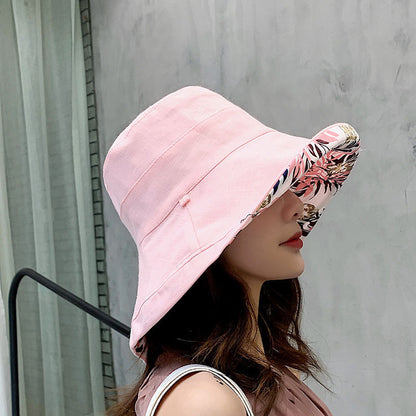 Net Red Fisherman Hat Ins Hat Female Japanese Wild Summer Korean Version Of The Tide Double-Sided Sun Hat Travel Cover Face Sun Hat