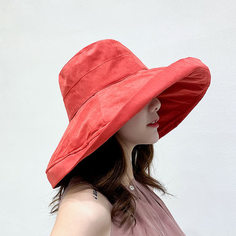 Net Red Fisherman Hat Ins Hat Female Japanese Wild Summer Korean Version Of The Tide Double-Sided Sun Hat Travel Cover Face Sun Hat