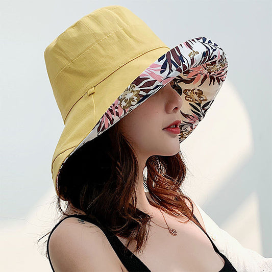 Net Red Fisherman Hat Ins Hat Female Japanese Wild Summer Korean Version Of The Tide Double-Sided Sun Hat Travel Cover Face Sun Hat