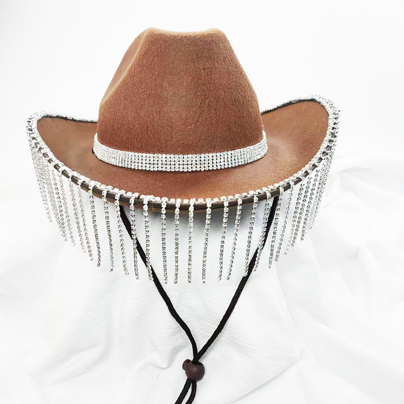 Bridal Party Rhinestone Tassel Western Denim Hat