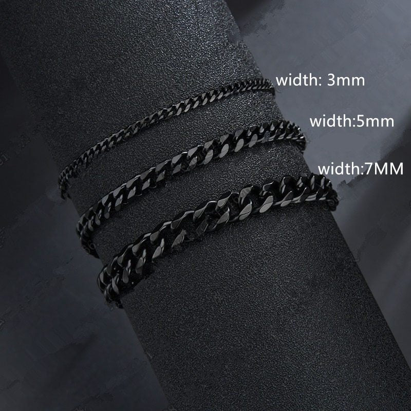 Stainless Steel Six Side Grinding Cuban Bracelet Simple Personality