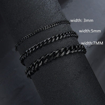 Stainless Steel Six Side Grinding Cuban Bracelet Simple Personality