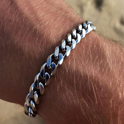 Stainless Steel Six Side Grinding Cuban Bracelet Simple Personality