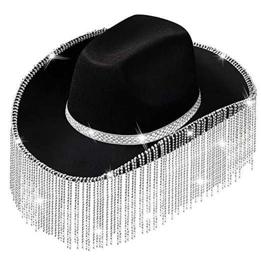 Bridal Party Rhinestone Tassel Western Denim Hat