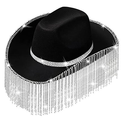 Bridal Party Rhinestone Tassel Western Denim Hat