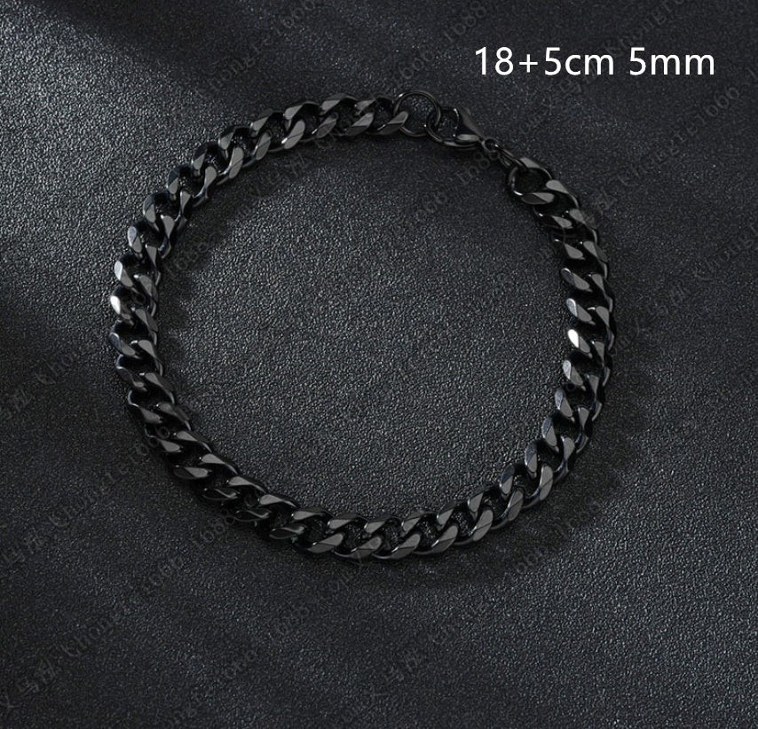 Stainless Steel Six Side Grinding Cuban Bracelet Simple Personality