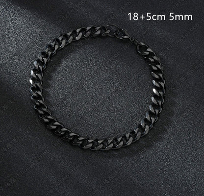 Stainless Steel Six Side Grinding Cuban Bracelet Simple Personality