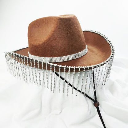 Bridal Party Rhinestone Tassel Western Denim Hat
