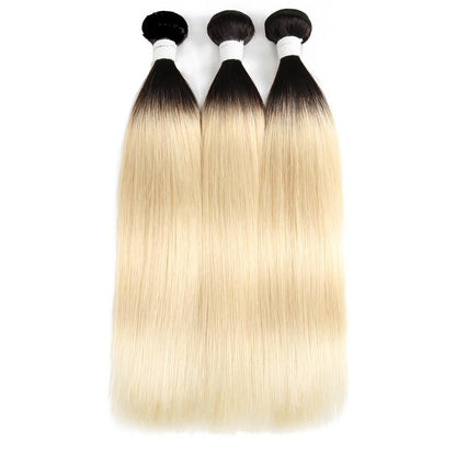 Brazilian Blonde 10A Grade #1B/613 Straight BUNDLES with CLOSURES & FR