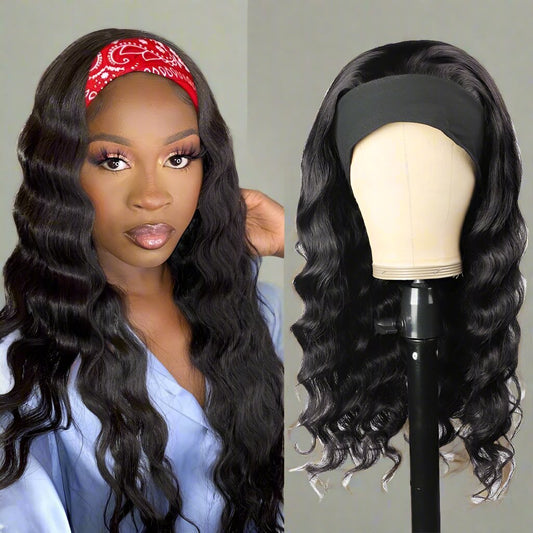 Headband Wig Loose Body Wave Human Hair Scarf Wig No GLUE Easy Wear