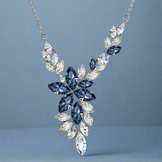 Crystal Necklace - Blue Leaves