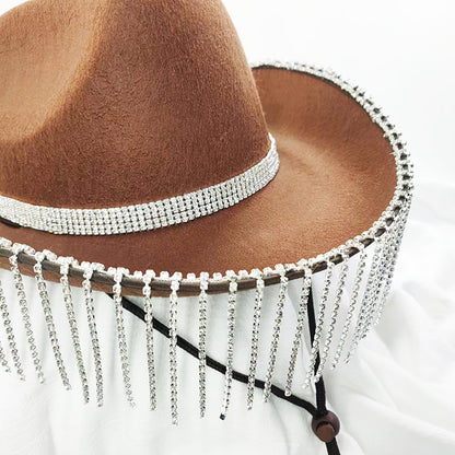 Bridal Party Rhinestone Tassel Western Denim Hat