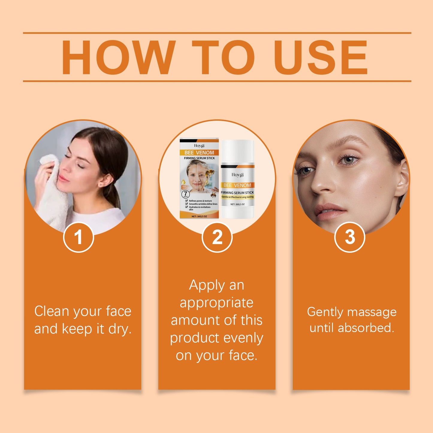Hoygi Bee Venom Firming Essence Stick Nourishes, Improves Skin Elasticity, Moisturizes And Moisturizes The Skin, And Firms The Facial Skin Care Serum