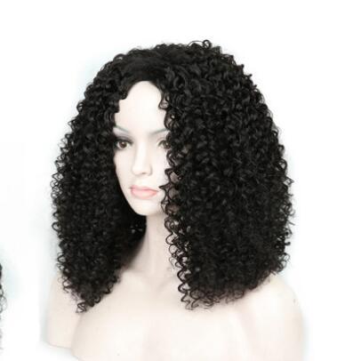 Fashion lady short curly hair chemical fiber high temperature wire small volume explosion head wig headgear