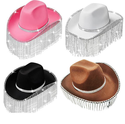 Bridal Party Rhinestone Tassel Western Denim Hat