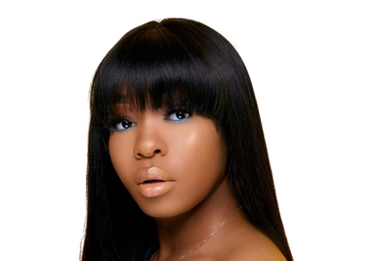 Straight Human Hair Wigs With Bangs Full Machine Made Brazilian Human