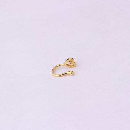 Brass Set Zircon Non-porous Piercing Clip Nose Ring