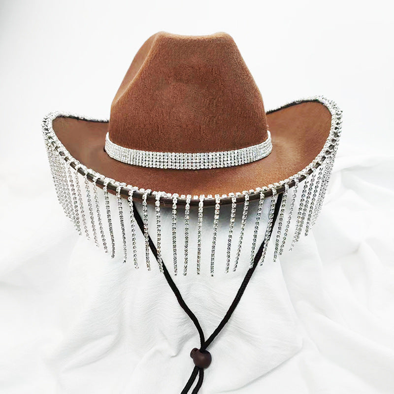 Bridal Party Rhinestone Tassel Western Denim Hat