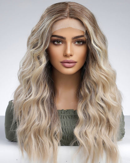 13*2‘’ Lace Front Wigs Synthetic Long Wave 24'' 150% Density