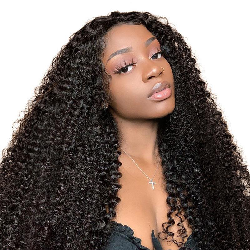 Kinky Curly 13x6 Transparent Lace Frontal Brazilian Human Hair Wigs