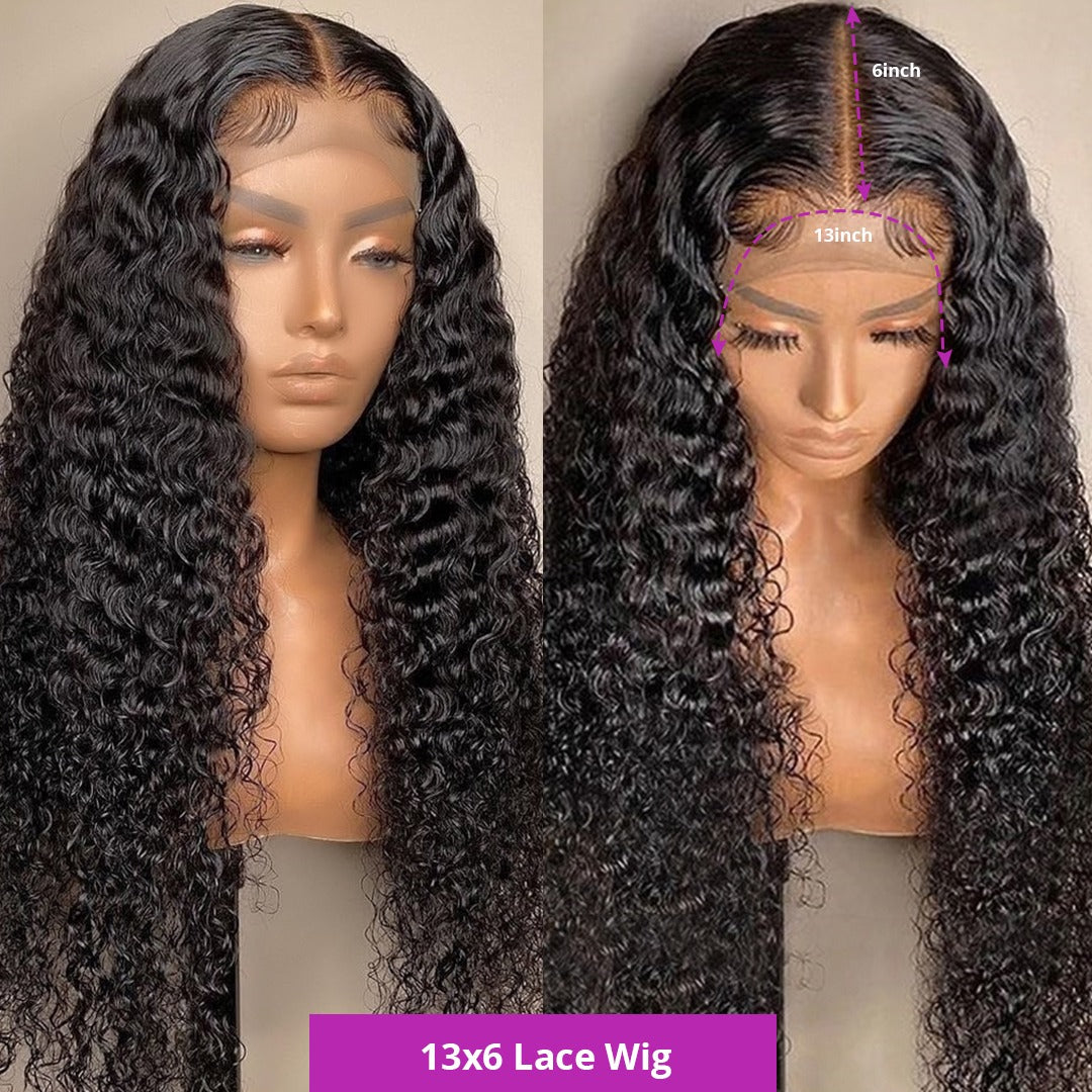 13x4 HD Transparent Lace Front Jerry Curl Human Hair Wigs 200% Density