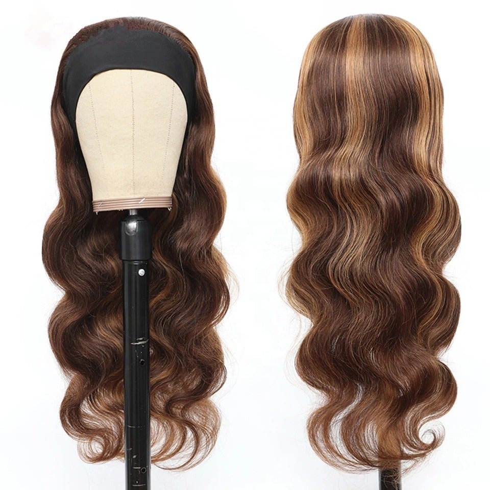 Piano Highlight Headband Body Wave Glueless Human Hair Wigs Virgin Hai