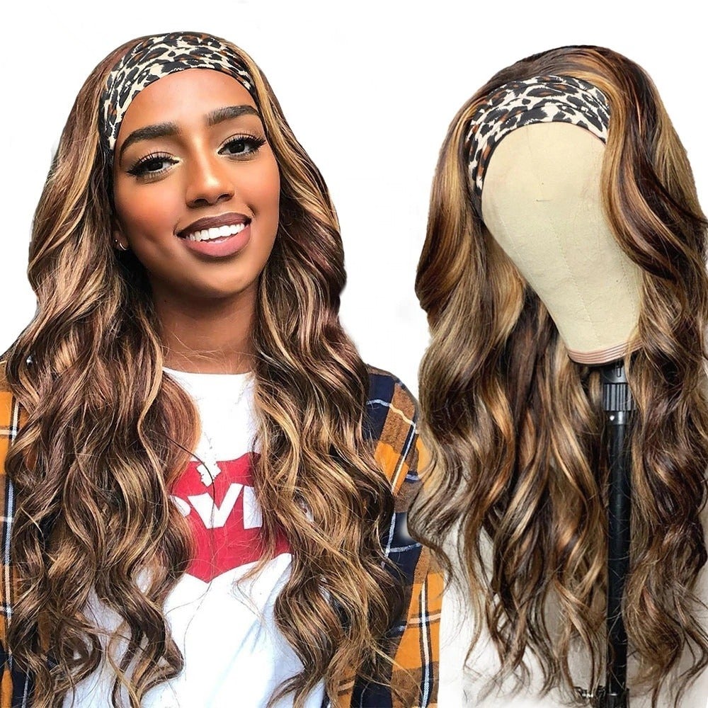 Piano Highlight Headband Body Wave Glueless Human Hair Wigs Virgin Hai