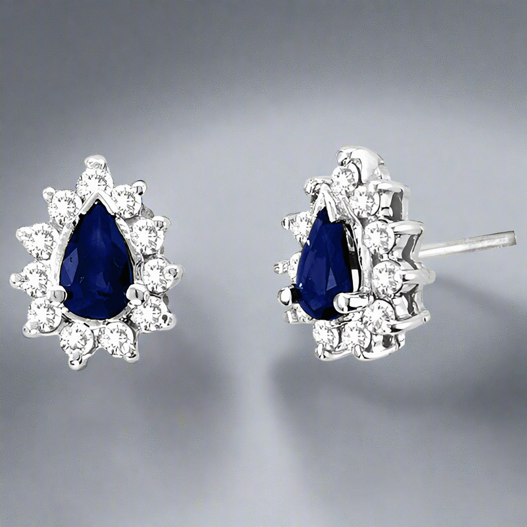 0.80 Ct. Diamond And Sapphire Earring In 14K Gold