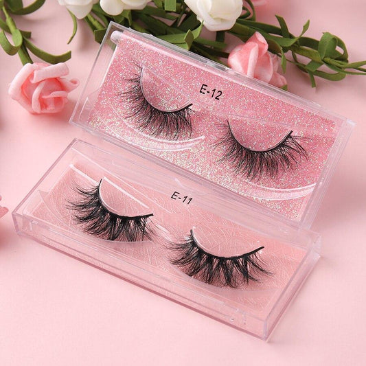 1Pair 3D Mink Eyelashes Natural Wispy Fluffy Dramatic Volume Mink