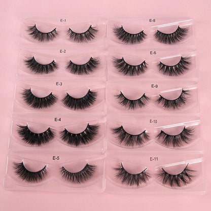 1Pair 3D Mink Eyelashes Natural Wispy Fluffy Dramatic Volume Mink