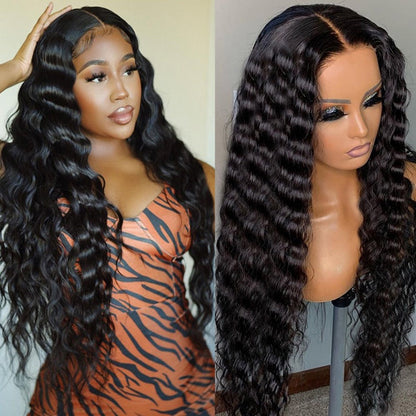 Loose Deep Wave 13x6 Transparent Lace Frontal Brazilian Human Hair Wig