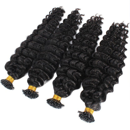 Brazilian Deep Wave Human Hair i Tip Microlinks Bulk Braiding Human Ha